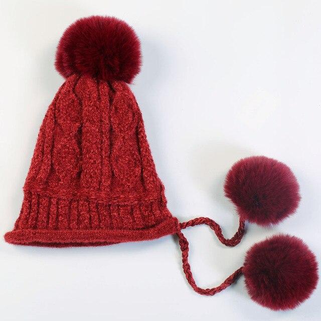 Eleonor Big Fur Ball Winter Hat-Hats-Arimonz-red-Arimonz
