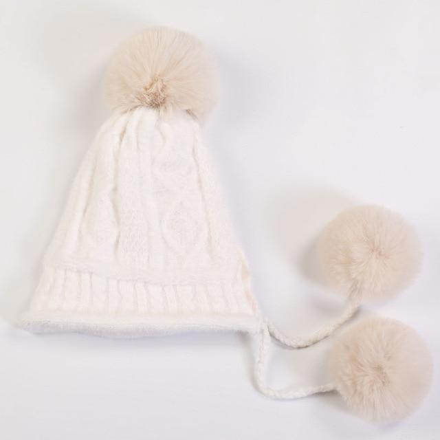 Eleonor Big Fur Ball Winter Hat-Hats-Arimonz-white-Arimonz