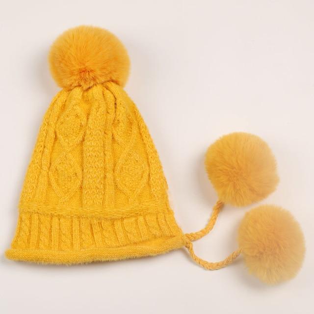 Eleonor Big Fur Ball Winter Hat-Hats-Arimonz-yellow-Arimonz