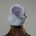 Elizabeth Knitted Wool Beret with Pompom-Hats-Arimonz-Arimonz