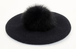 Elizabeth Knitted Wool Beret with Pompom-Hats-Arimonz-Black-Arimonz
