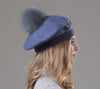 Elizabeth Knitted Wool Beret with Pompom-Hats-Arimonz-Blue-Arimonz