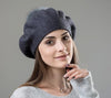 Elizabeth Knitted Wool Beret with Pompom-Hats-Arimonz-Dark grey-Arimonz