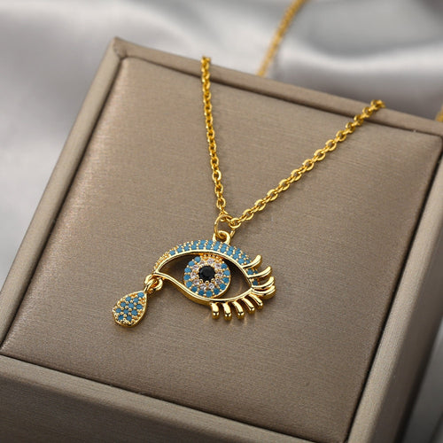 Evil Eye Pendants Necklaces for Women Stainless Steel Choker Necklace-Necklaces-Arimonz-Arimonz