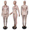 Fashion Casual Commuter Two-Piece Ladies Suit Women Jumpsuit-Casual Jumpsuits & Rompers-Arimonz-Apricot-S-Arimonz