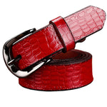 Fashion Genuine Leather Belts For Women Design Pin Buckle Belt-Women's Belts-Arimonz-Red-90cm/35.43inches-Arimonz