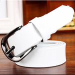 Fashion Genuine Leather Belts For Women Design Pin Buckle Belt-Women's Belts-Arimonz-White-90cm/35.43inches-Arimonz