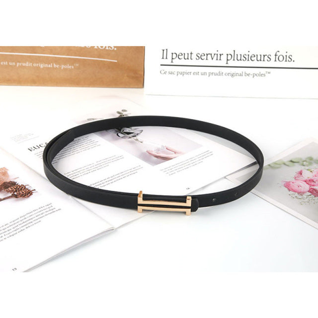 Fashion Leather Thin Belt Women Personality Metal Buckle Waist Belt-Belts-Arimonz-Styles 2-Arimonz