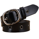 Fashion Metal Hollow Genuine Leather Belts For Women Pin Buckle Belt-Belts-Arimonz-Black-90cm/36inches-Arimonz