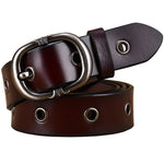 Fashion Metal Hollow Genuine Leather Belts For Women Pin Buckle Belt-Belts-Arimonz-Coffee-90cm/36inches-Arimonz
