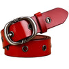 Fashion Metal Hollow Genuine Leather Belts For Women Pin Buckle Belt-Belts-Arimonz-Red-90cm/36inches-Arimonz