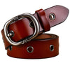 Fashion Metal Hollow Genuine Leather Belts For Women Pin Buckle Belt-Belts-Arimonz-Red-brown-90cm/36inches-Arimonz
