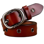 Fashion Metal Hollow Genuine Leather Belts For Women Pin Buckle Belt-Belts-Arimonz-Red-brown-90cm/36inches-Arimonz