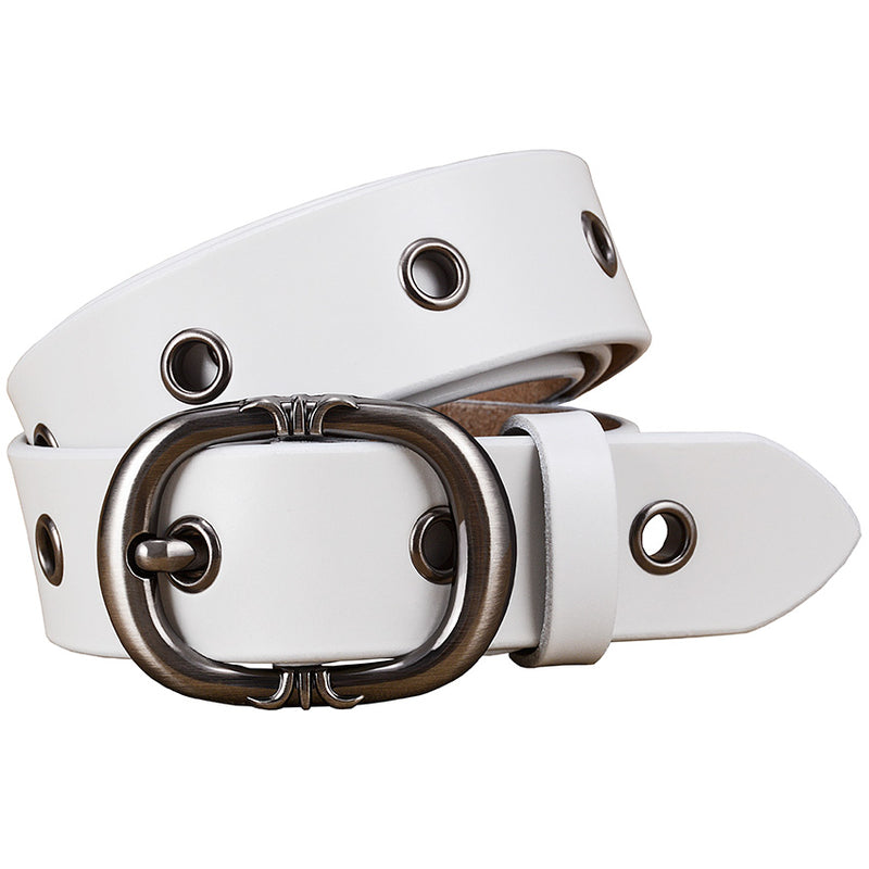 Fashion Metal Hollow Genuine Leather Belts For Women Pin Buckle Belt-Belts-Arimonz-Arimonz