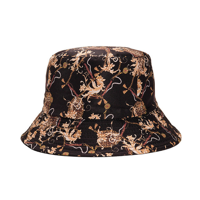 Fashion Reversible Leaf Print Bucket Hat Summer Sun Caps For Women-Bucket Hats-Arimonz-06-Arimonz