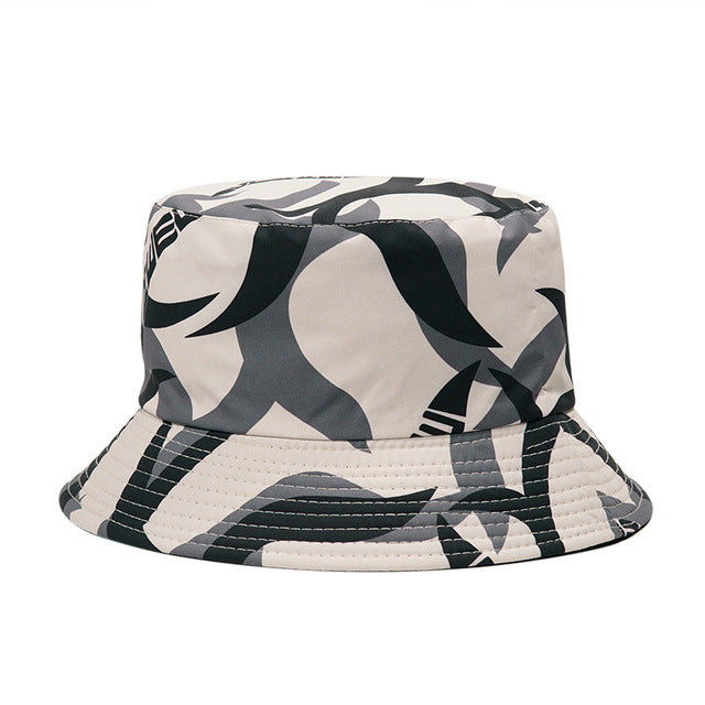 Fashion Reversible Leaf Print Bucket Hat Summer Sun Caps For Women-Bucket Hats-Arimonz-07-Arimonz