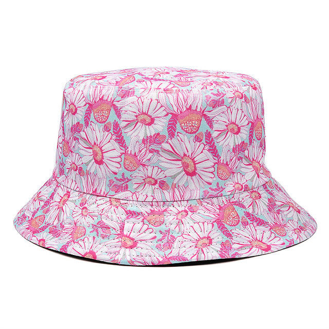 Fashion Reversible Leaf Print Bucket Hat Summer Sun Caps For Women-Bucket Hats-Arimonz-08-Arimonz