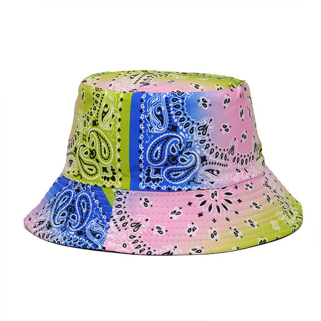 Fashion Reversible Leaf Print Bucket Hat Summer Sun Caps For Women-Bucket Hats-Arimonz-12-Arimonz
