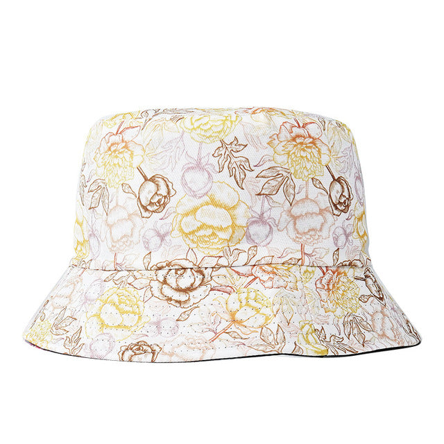 Fashion Reversible Leaf Print Bucket Hat Summer Sun Caps For Women-Bucket Hats-Arimonz-18-Arimonz