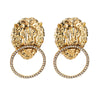 Fashionable and Changeable Antique Gold Lion Pattern Dangle Earrings-Drop Earrings-Arimonz-Arimonz