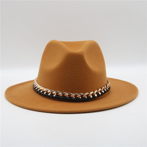 Fashionable Fedoras For Women Felted Chain Belt Casual Hats For Women-Hats-Arimonz-Arimonz