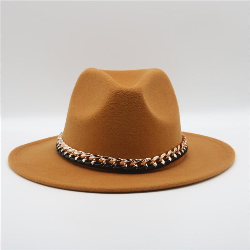 Fashionable Fedoras For Women Felted Chain Belt Casual Hats For Women-Hats-Arimonz-Arimonz