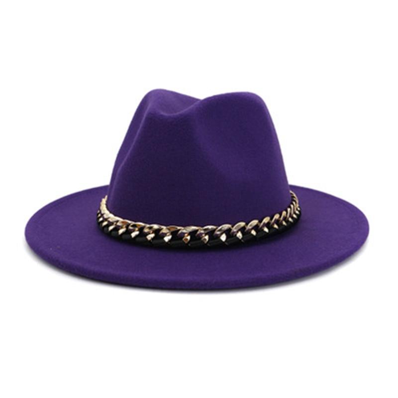 Fashionable Fedoras For Women Felted Chain Belt Casual Hats For Women-Hats-Arimonz-Arimonz
