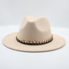 Fashionable Fedoras For Women Felted Chain Belt Casual Hats For Women-Hats-Arimonz-beige-Arimonz
