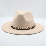 Fashionable Fedoras For Women Felted Chain Belt Casual Hats For Women-Hats-Arimonz-beige-Arimonz
