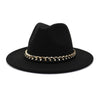 Fashionable Fedoras For Women Felted Chain Belt Casual Hats For Women-Hats-Arimonz-black-Arimonz
