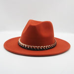 Fashionable Fedoras For Women Felted Chain Belt Casual Hats For Women-Hats-Arimonz-caramel-Arimonz