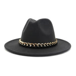 Fashionable Fedoras For Women Felted Chain Belt Casual Hats For Women-Hats-Arimonz-dark gray-Arimonz