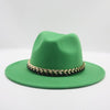 Fashionable Fedoras For Women Felted Chain Belt Casual Hats For Women-Hats-Arimonz-grass green-Arimonz