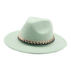 Fashionable Fedoras For Women Felted Chain Belt Casual Hats For Women-Hats-Arimonz-light green-Arimonz