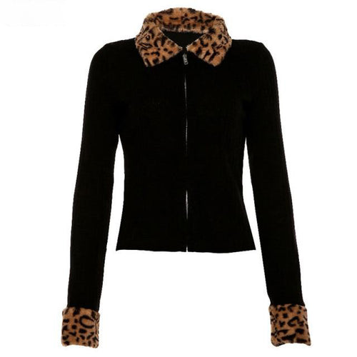 Fashionable Fur Coat Top Women Elegant Black Rib knit Pullover Jacket-Fuzzy Jackets-Arimonz-black-S-Arimonz