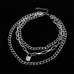 Fashionable Necklace Layered Chain Necklace Lock Pendant Jewelry For Women-Necklaces-Arimonz-Arimonz