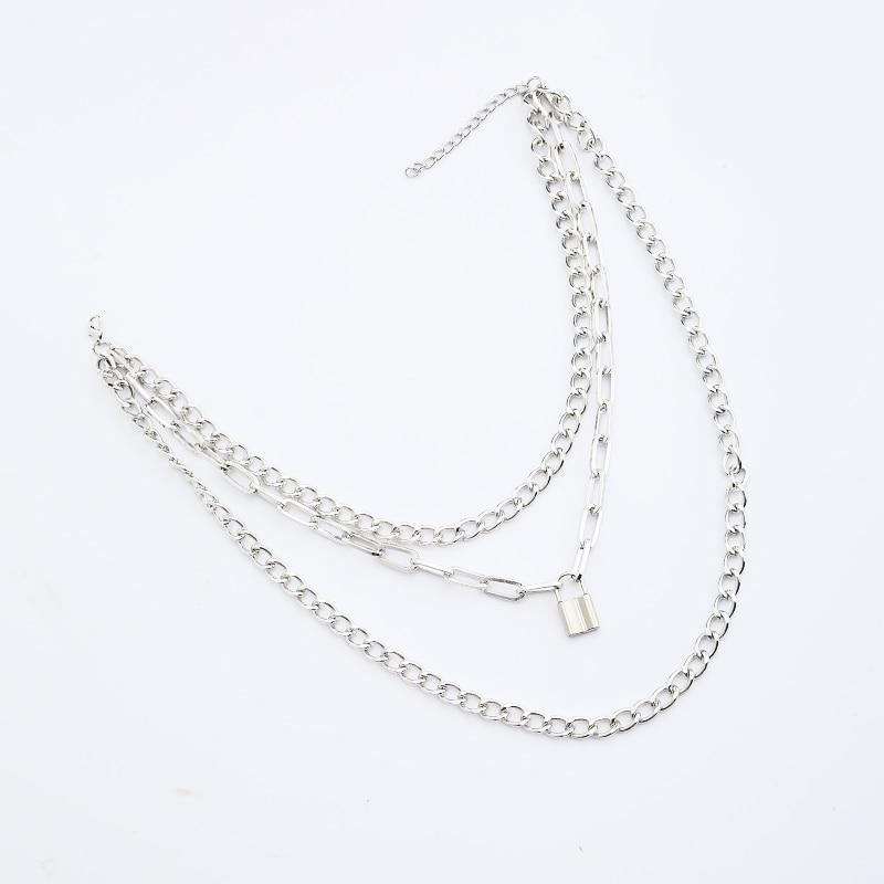 Fashionable Necklace Layered Chain Necklace Lock Pendant Jewelry For Women-Necklaces-Arimonz-Arimonz