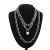 Fashionable Necklace Layered Chain Necklace Lock Pendant Jewelry For Women-Necklaces-Arimonz-Arimonz