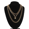 Fashionable Necklace Layered Chain Necklace Lock Pendant Jewelry For Women-Necklaces-Arimonz-gold color-Arimonz