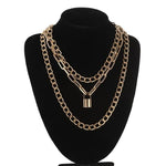 Fashionable Necklace Layered Chain Necklace Lock Pendant Jewelry For Women-Necklaces-Arimonz-gold color-Arimonz