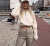 Faux Lambswool Pullover Crop Top-Pullovers-Arimonz-Arimonz