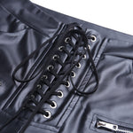 Faux Leather Pencil Pant Lace Up High Waist Slim Casual Trouser-Pants-Arimonz-Arimonz