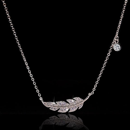 Feather Leaf Dazzling Necklace-Necklaces-Arimonz-Arimonz