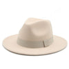 Fedora Hat Women Winter Hats for Women Ribbon Band Hat Wide Brim-Winter Hats-Arimonz-Beige A-S-Arimonz