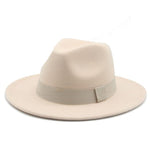 Fedora Hat Women Winter Hats for Women Ribbon Band Hat Wide Brim-Winter Hats-Arimonz-Beige A-S-Arimonz
