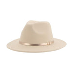 Fedora Hat Women Winter Hats for Women Ribbon Band Hat Wide Brim-Winter Hats-Arimonz-Beige-Gold-S-Arimonz