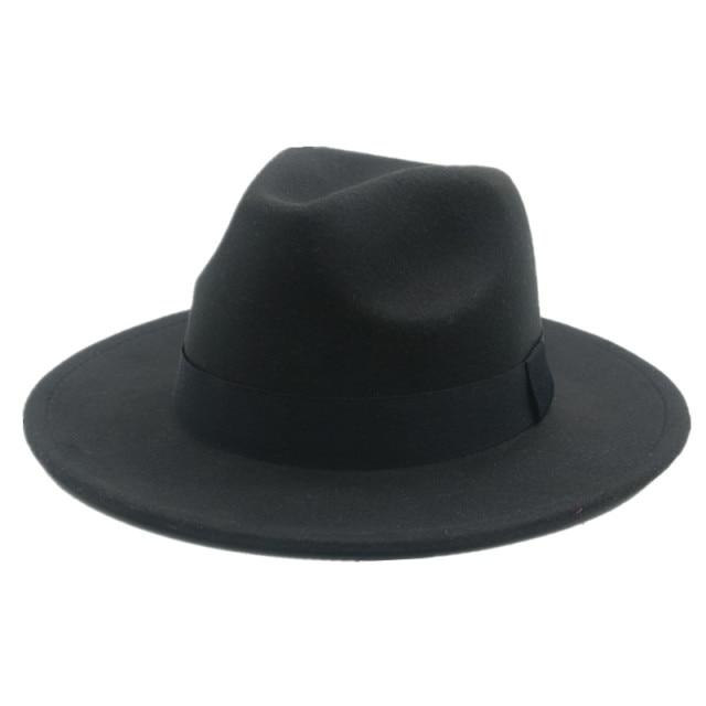 Fedora Hat Women Winter Hats for Women Ribbon Band Hat Wide Brim-Winter Hats-Arimonz-Black-S-Arimonz