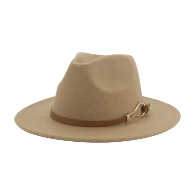 Fedora Hat Women Winter Hats for Women Ribbon Band Hat Wide Brim-Winter Hats-Arimonz-Camel (2)-S-Arimonz