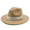 Fedora Hat Women Winter Hats for Women Ribbon Band Hat Wide Brim-Winter Hats-Arimonz-camel-white-S-Arimonz