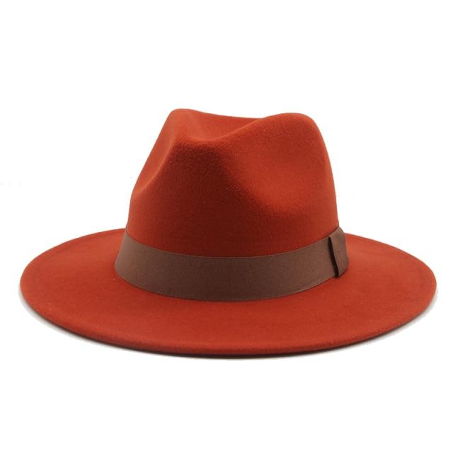Fedora Hat Women Winter Hats for Women Ribbon Band Hat Wide Brim-Winter Hats-Arimonz-Caramel-S-Arimonz